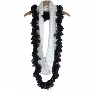 2 Scarf Lot BCBGeneration Infinity Knit Handmade Metallic Ruffle Lace Minimalist